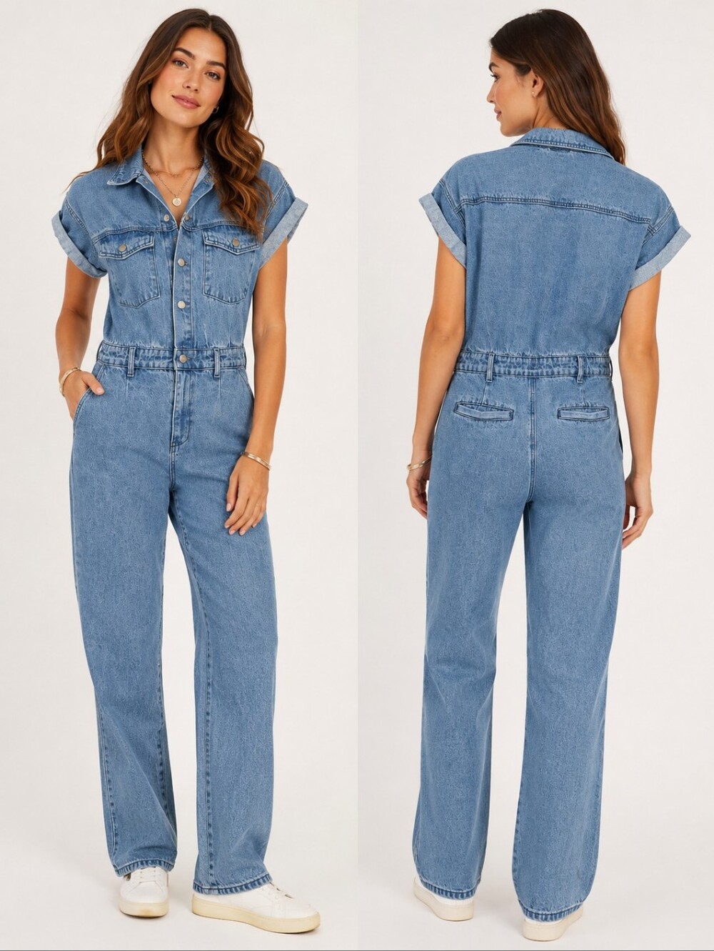 BLANKNYC Denim Utility Jumpsuit Medium Short Sleeve Coverall Blue Jean